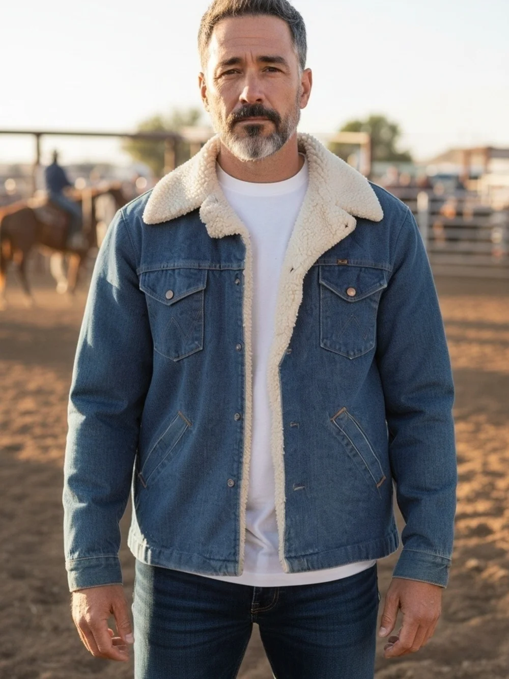 Wrangler Sherpa Lined Denim Jacket Men’s XL Western Trucker Ranch Coat